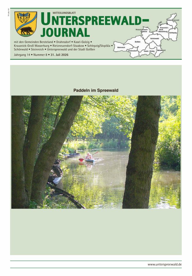 Unterspreewald-Journal Titelblatt 08/2026