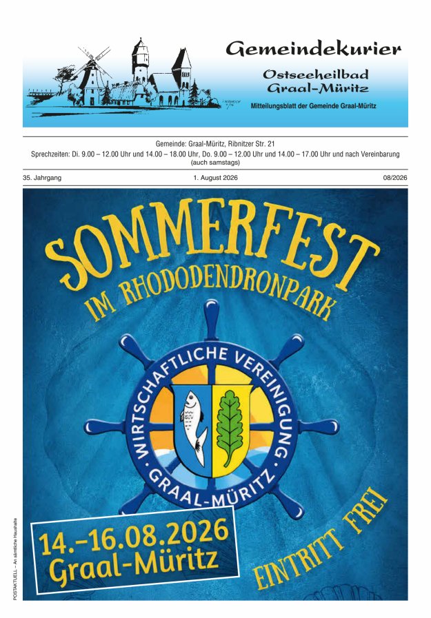 Gemeindekurier Ostseeheilbad Graal-Müritz Titelblatt 08/2026