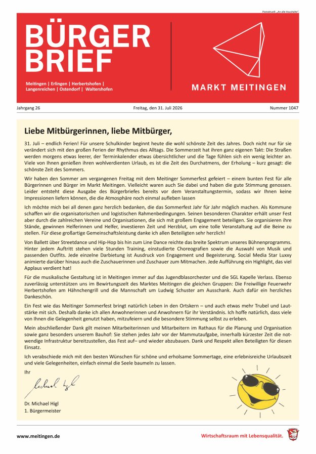 Meitinger Bürgerbrief Titelblatt 1047/2026