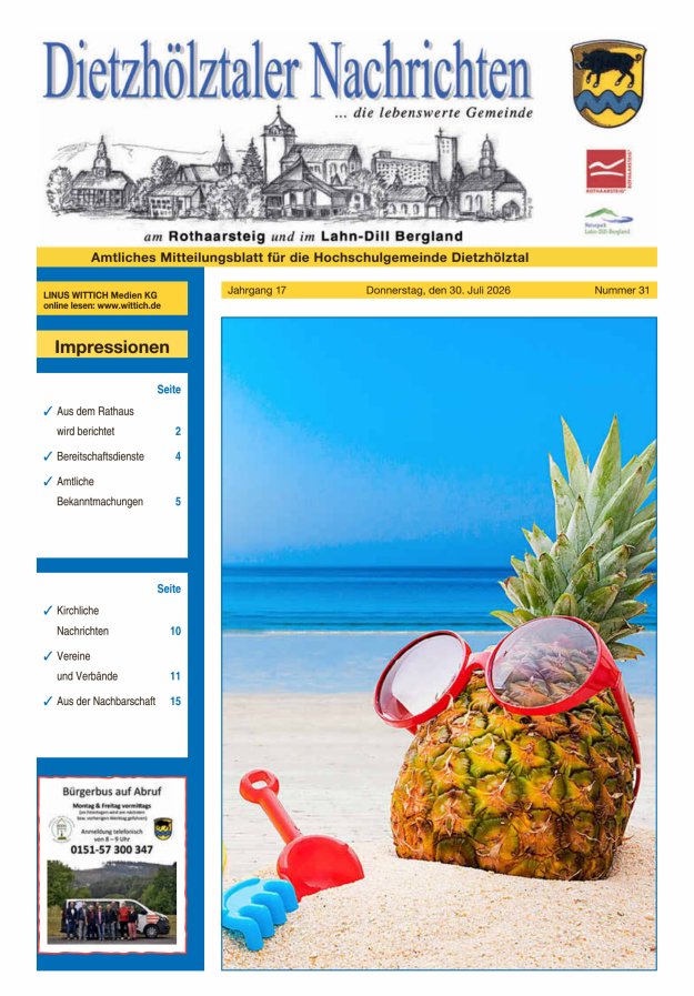 Dietzhölztaler Nachrichten Titelblatt 31/2026