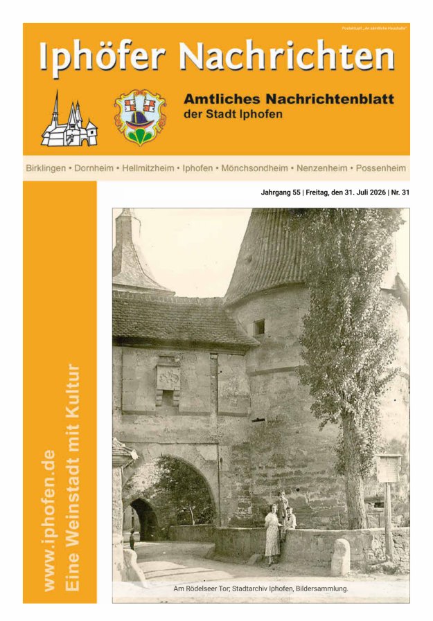 Iphöfer Nachrichten Titelblatt 31/2026