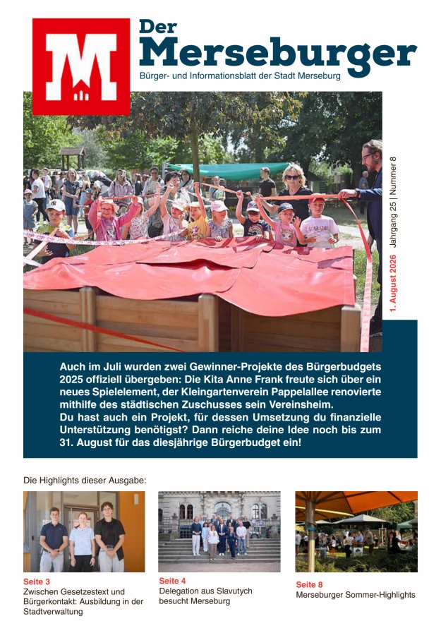 Der Merseburger - Bürger- und Informationsblatt für die Stadt Merseburg Titelblatt 08/2026