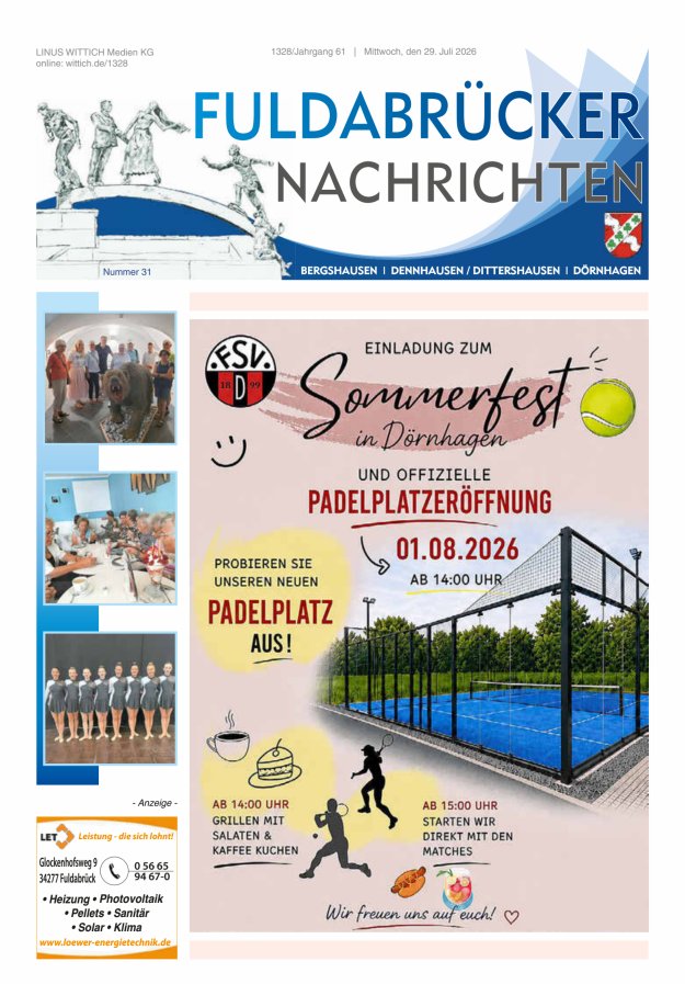Fuldabrücker Nachrichten Titelblatt 31/2026