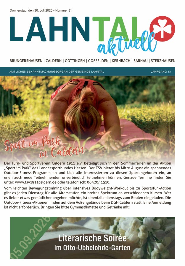 Amtliches Bekanntmachungsorgan der Gemeinde Lahntal Titelblatt 31/2026