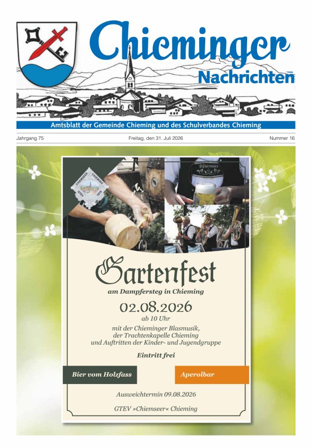 Chieminger Nachrichten Titelblatt 16/2026
