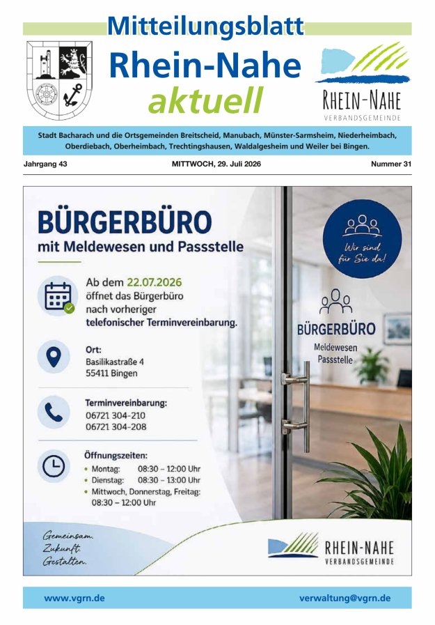 Rhein-Nahe aktuell Titelblatt 31/2026