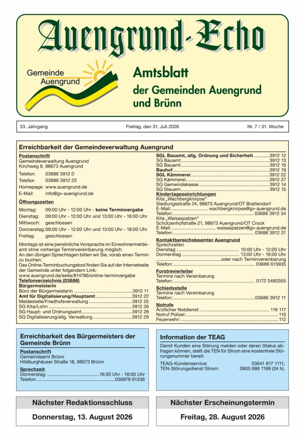 Auengrund-Echo Titelblatt 07/2026