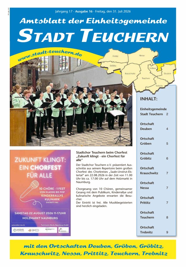 Amtsblatt der Einheitsgemeinde Stadt Teuchern Titelblatt 16/2026
