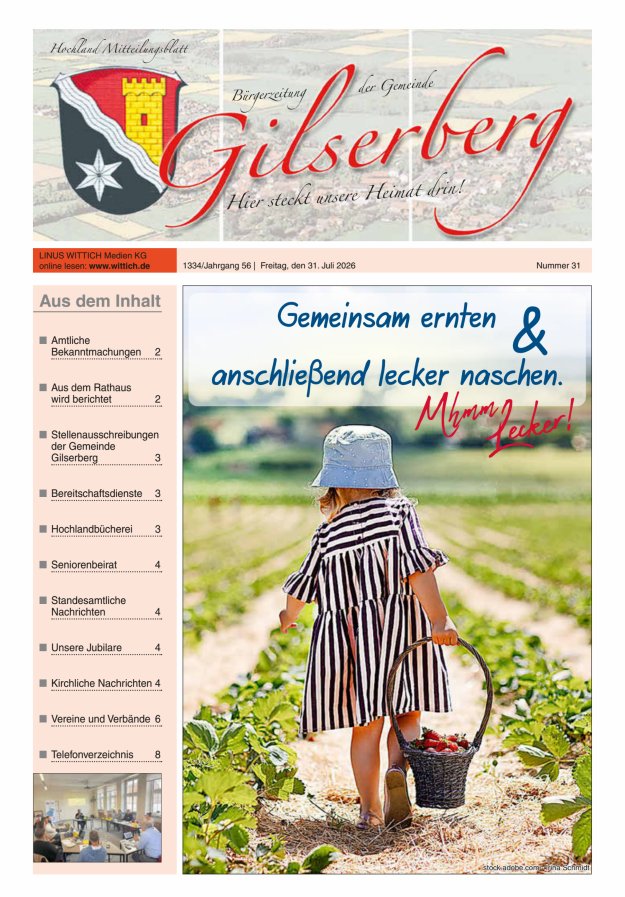 Hochland Mitteilungsblatt Gilserberg Titelblatt 31/2026