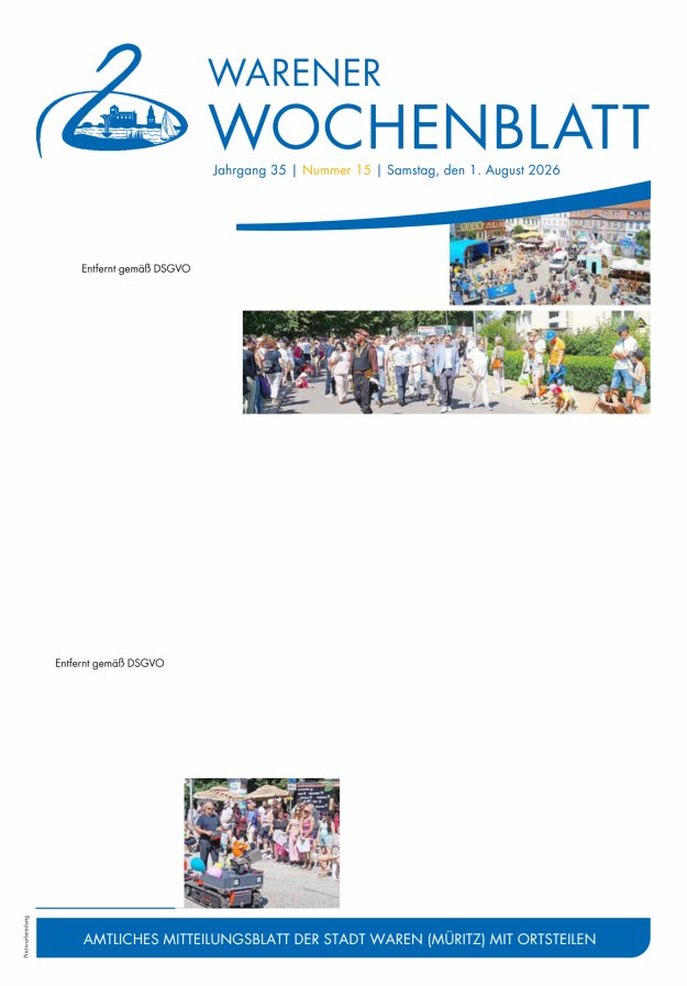 Warener Wochenblatt Titelblatt 15/2026