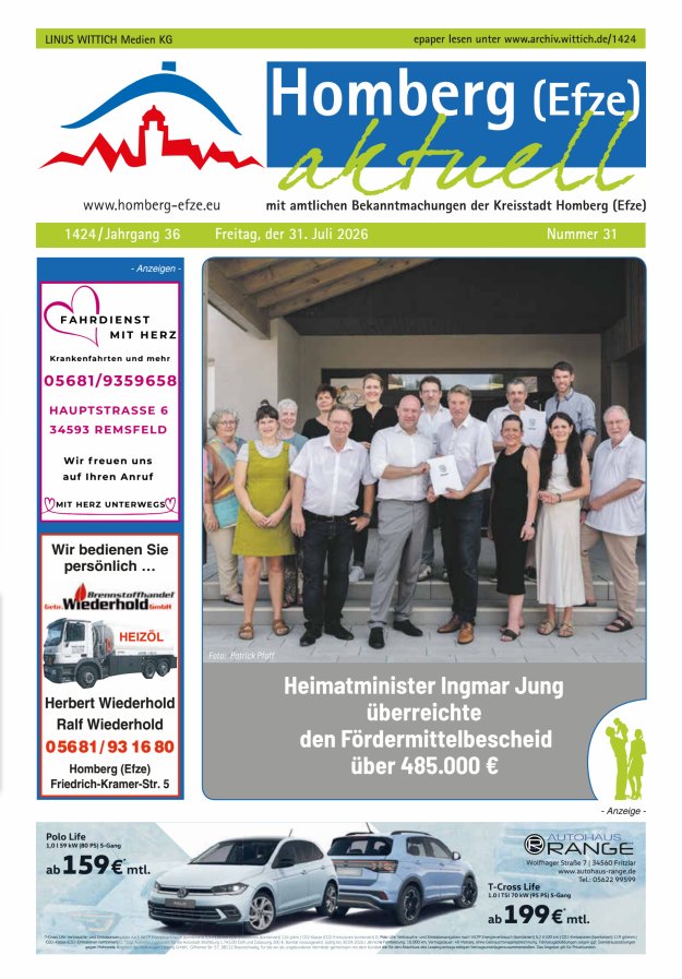 Homberg Efze aktuell Titelblatt 31/2026