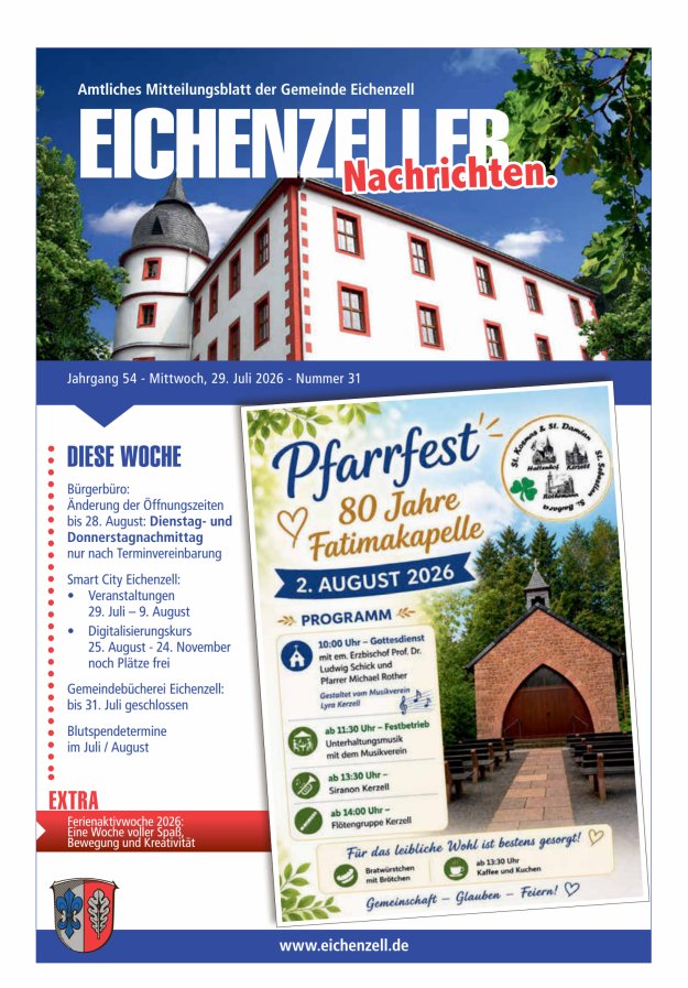 Amtliches Mitteilungsblatt der Gemeinde Eichenzell Titelblatt 31/2026
