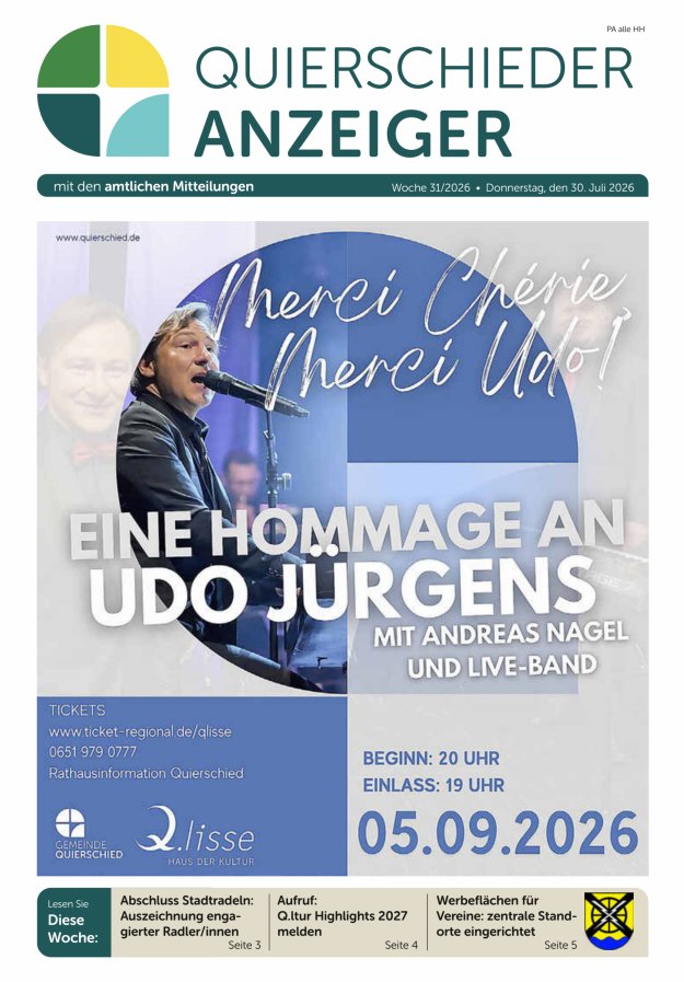 Quierschieder Anzeiger Titelblatt 31/2026