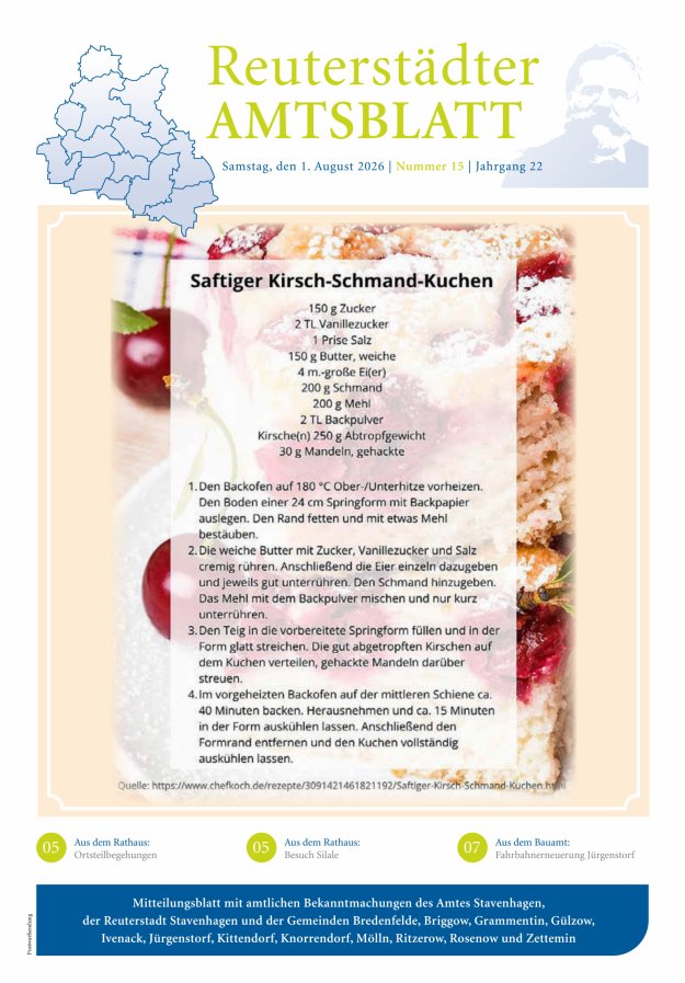Reuterstädter Amtsblatt Titelblatt 15/2026