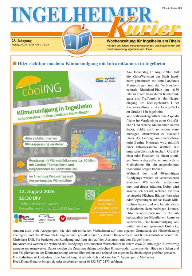Ingelheimer Kurier Titelblatt 31/2026