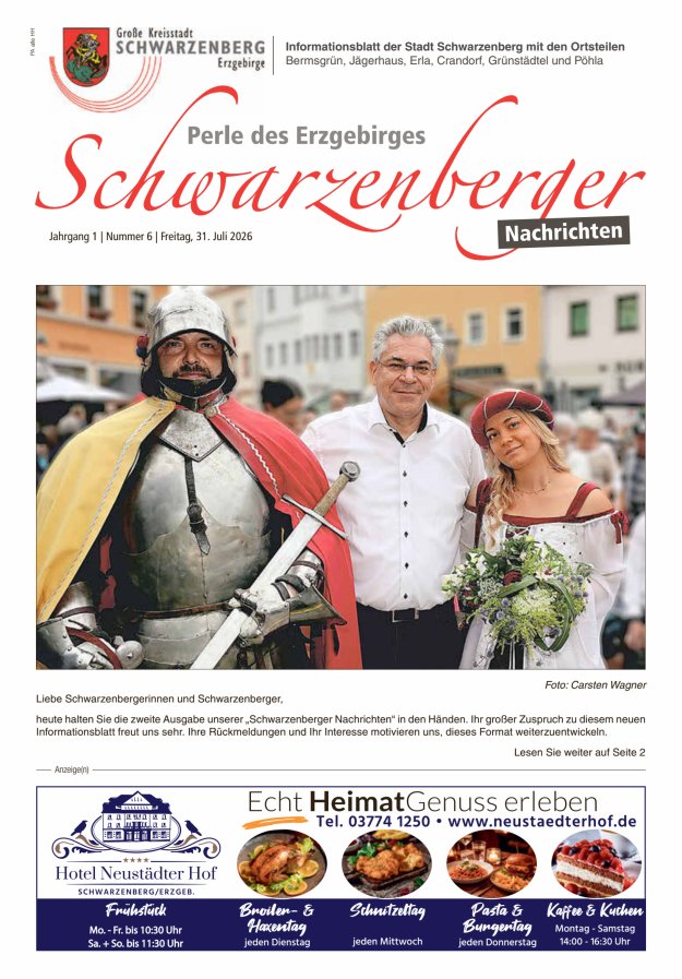 Informationsblatt der Stadt Schwarzenberg mit den OT  Titelblatt 06/2026