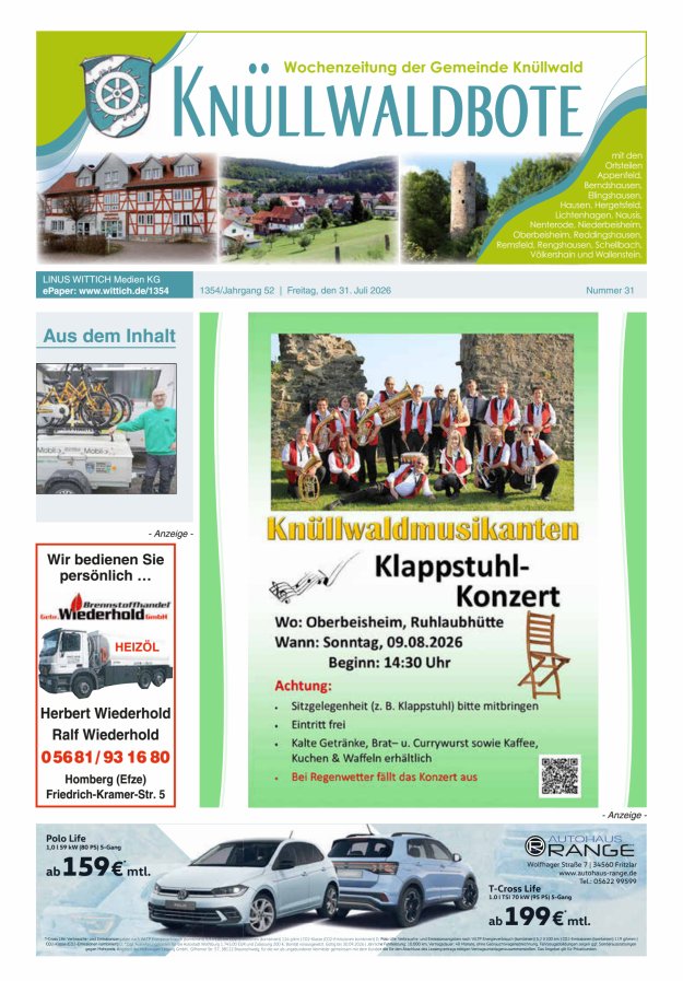 Knüllwaldbote Titelblatt 31/2026