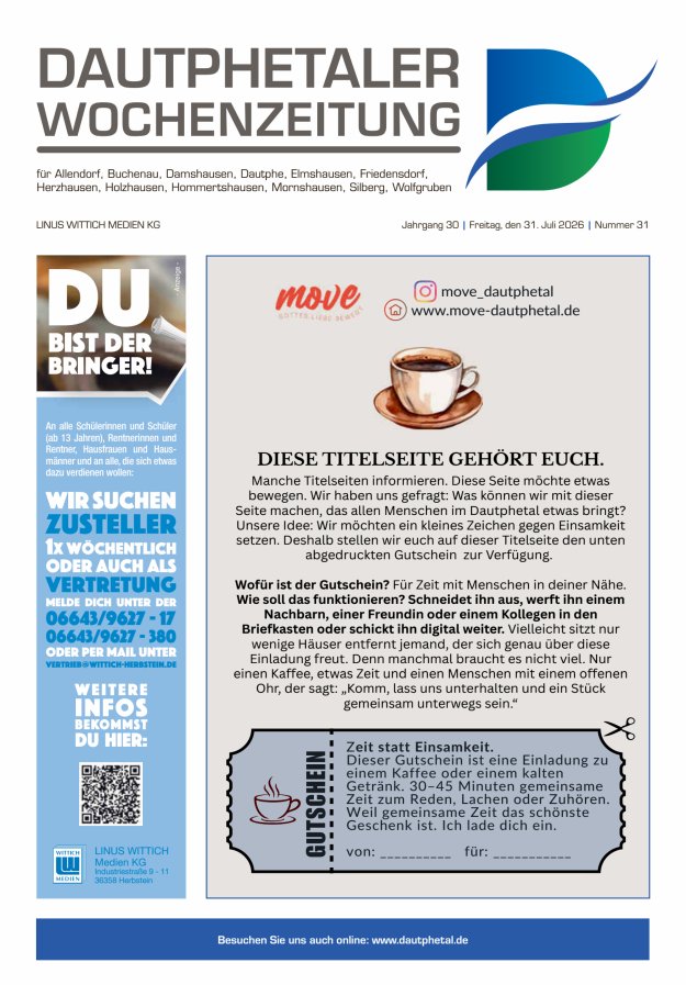 Dautphetaler Wochenzeitung Titelblatt 31/2026