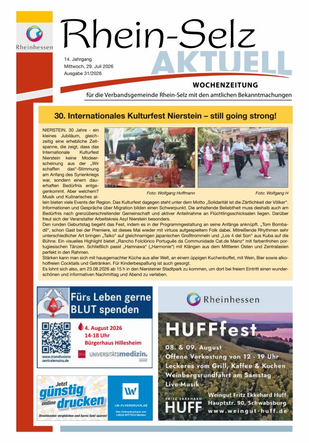 Rhein-Selz aktuell Titelblatt 31/2026