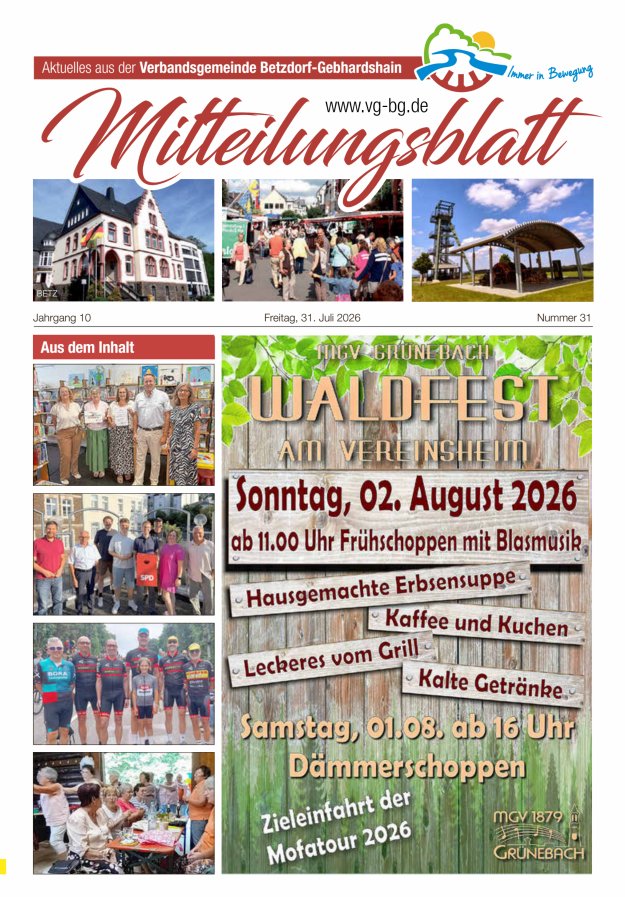 Aktuelles aus der VG Betzdorf-Gebhardshain, Ausgabe Betzdorf Titelblatt 31/2026
