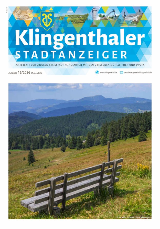 Klingenthaler Stadtanzeiger  Titelblatt 16/2026