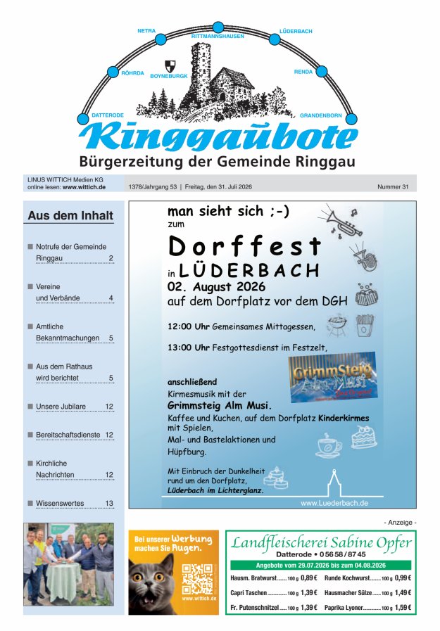 Ringgaubote Titelblatt 31/2026