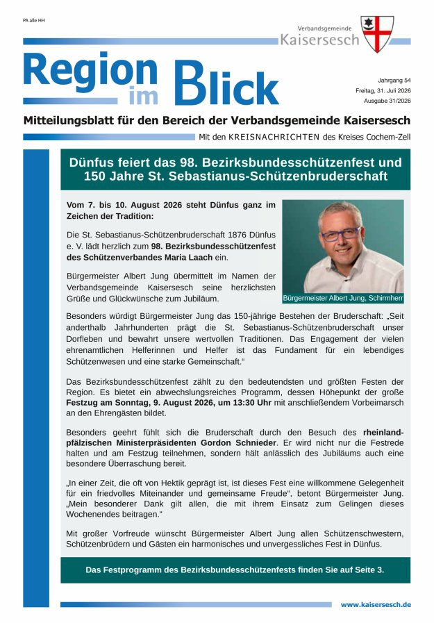 Region im Blick VG Kaisersesch Titelblatt 31/2026
