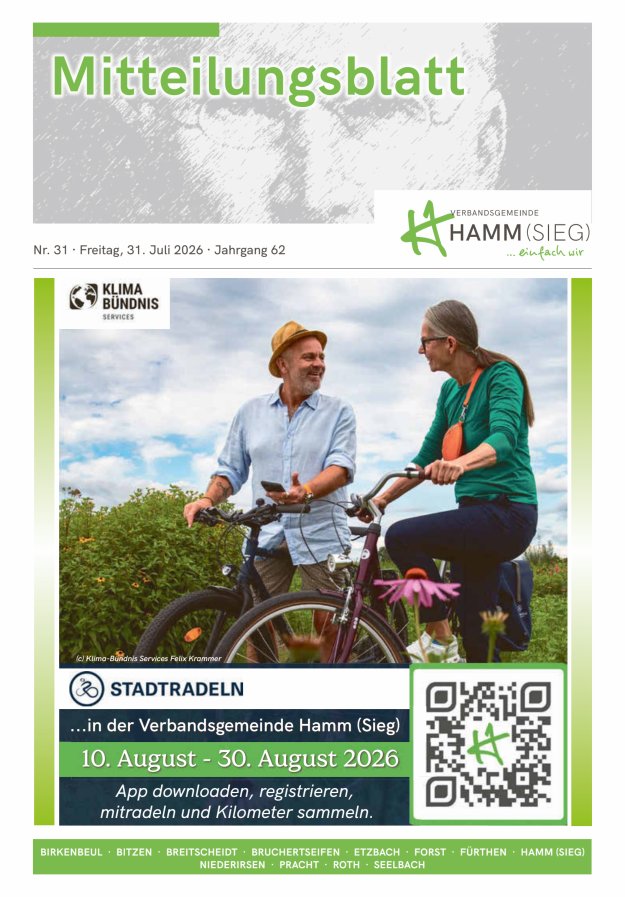 Mitteilungsblatt Hamm (Sieg) Titelblatt 31/2026
