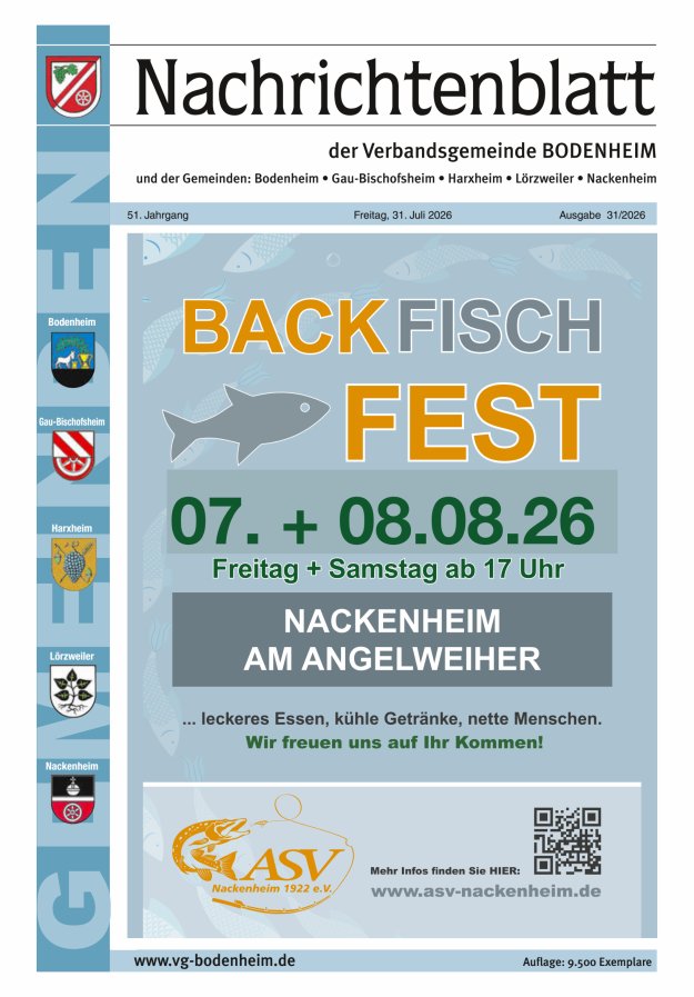 Nachrichtenblatt der VG Bodenheim              Titelblatt 31/2026