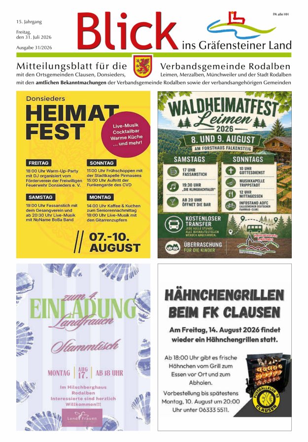 Blick ins Gräfensteiner Land VG Rodalben Titelblatt 31/2026