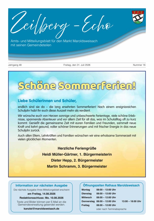 Zeilberg-Echo Titelblatt 16/2026