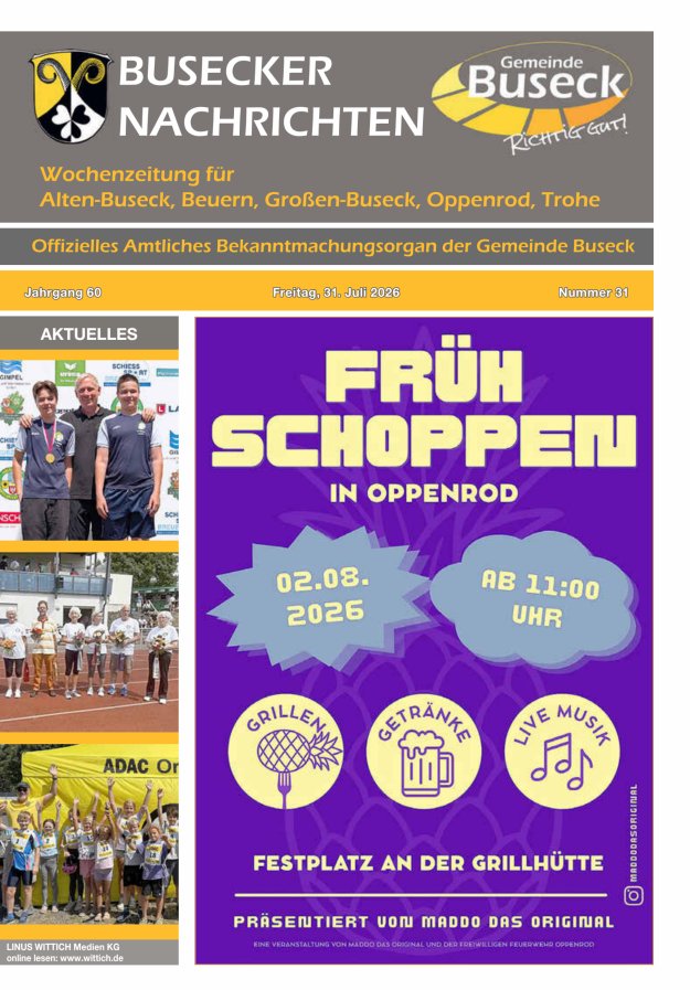 Busecker Nachrichten Titelblatt 31/2026