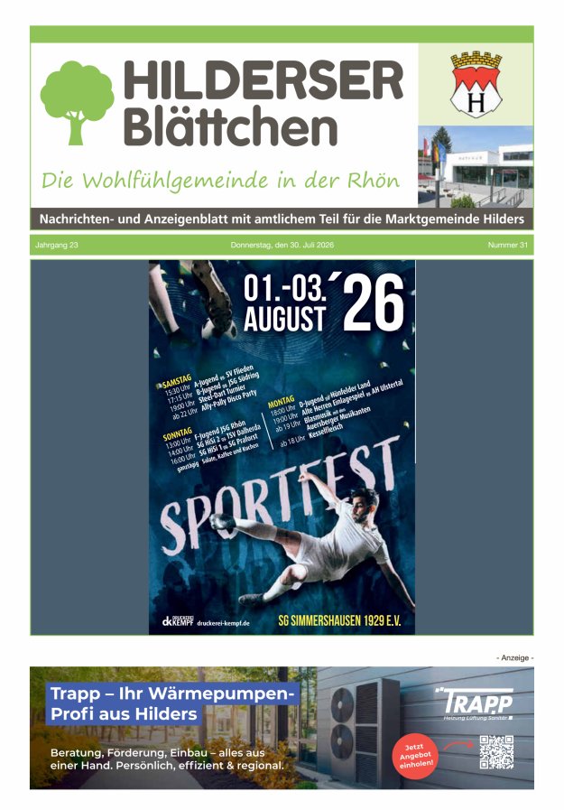 Hilderser Blättchen Titelblatt 31/2026