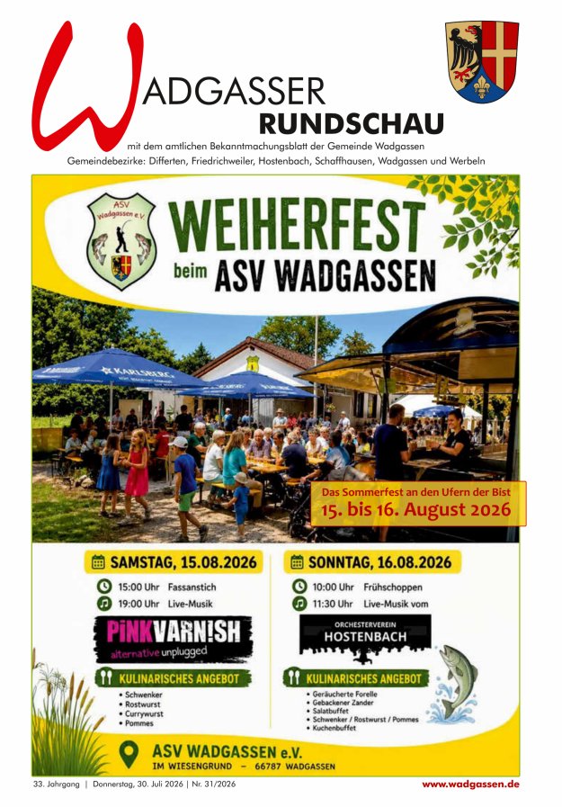 Wadgasser Rundschau Titelblatt 31/2026