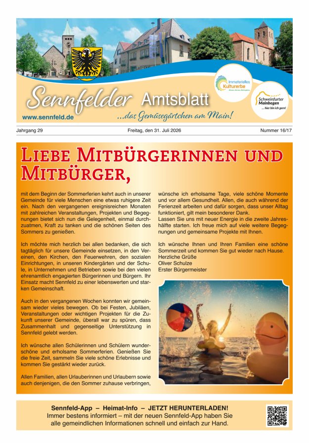 Sennfelder Amtsblatt Titelblatt 16/2026
