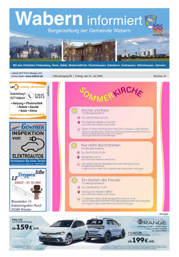 Wabern informiert Titelblatt 31/2026