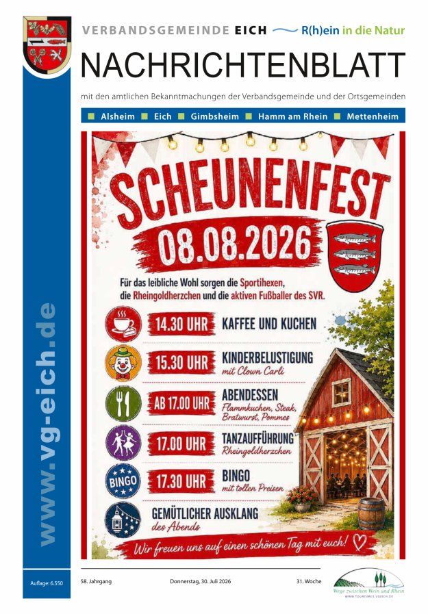 Nachrichtenblatt der VG Eich Titelblatt 31/2026