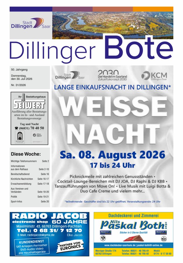 Dillinger Bote Titelblatt 31/2026