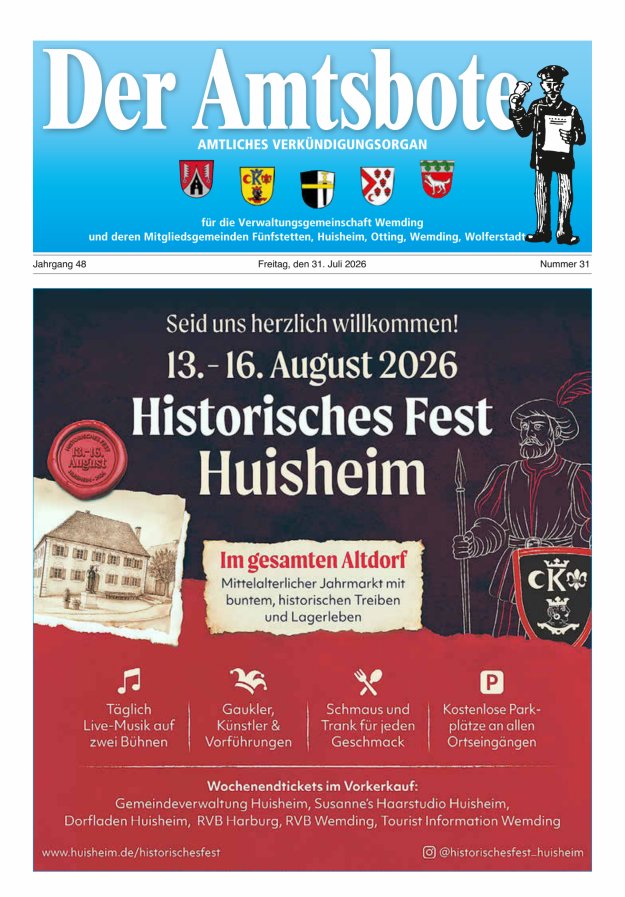 Der Amtsbote - Wemding Verwaltungsgemeinschaft Titelblatt 31/2026