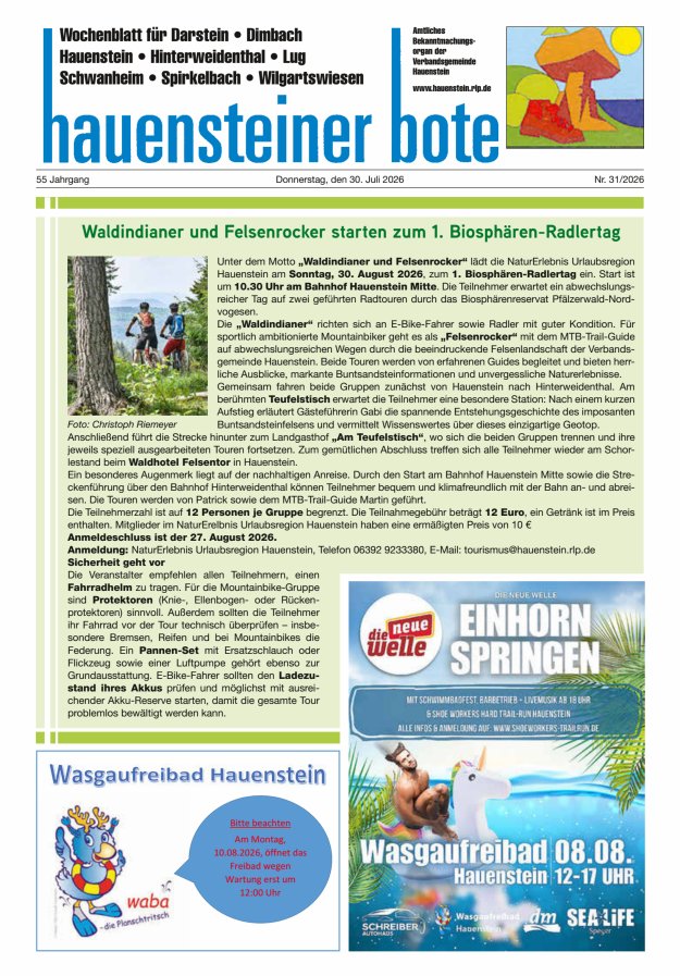 Hauensteiner Bote Titelblatt 31/2026