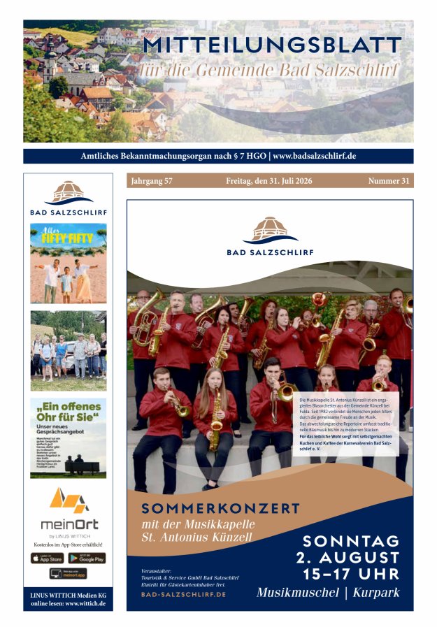 Amtliches Bekanntmachungsorgan der Gemeinde Bad Salzschlirf Titelblatt 31/2026