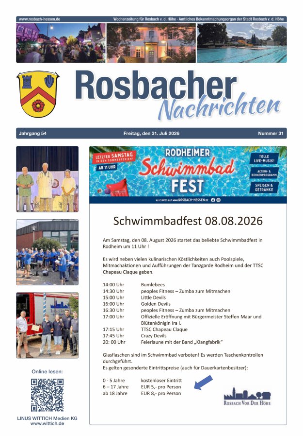 Rosbacher Nachrichten Titelblatt 31/2026