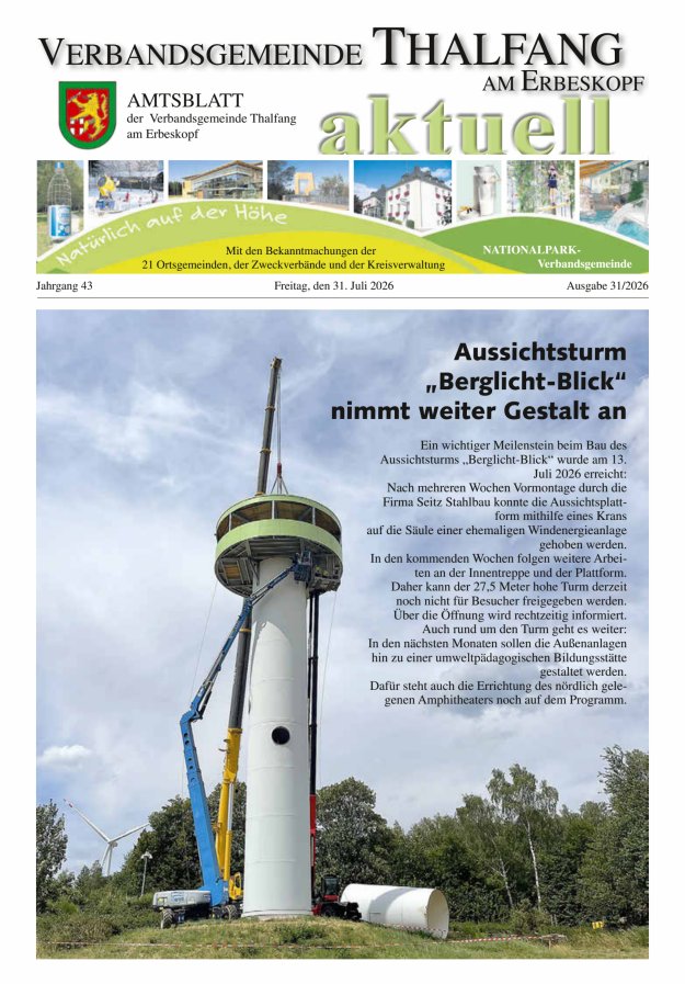 Thalfang aktuell - Amtsblatt VG Thalfang Titelblatt 31/2026