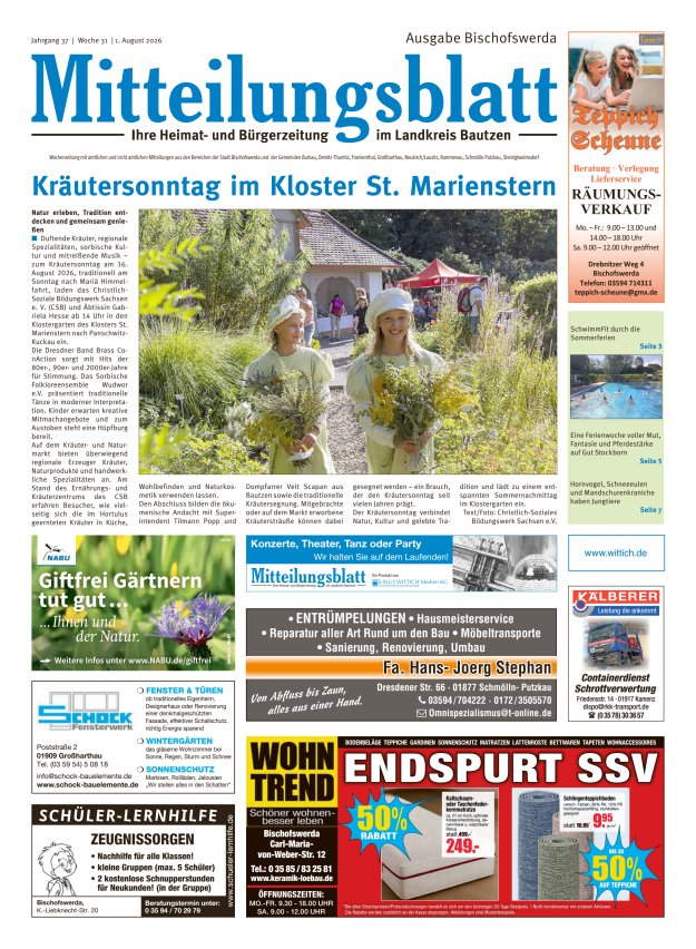 Mitteilungsblatt LK Bautzen Ausgabe Bischofswerda Titelblatt 30/2026