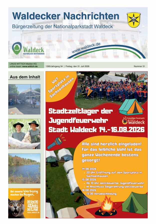 Waldecker Nachrichten Titelblatt 31/2026