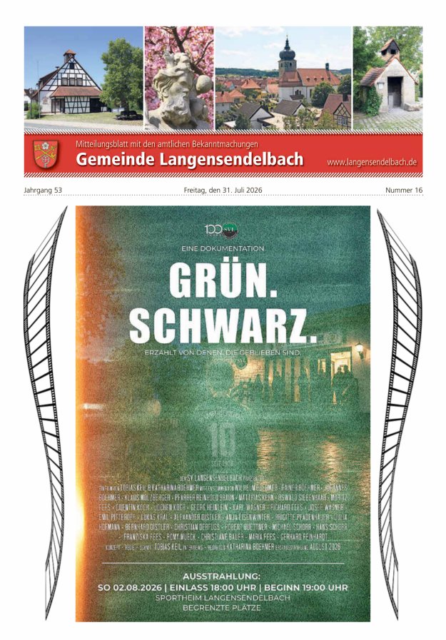 Mitteilungsblatt - Gemeinde Langensendelbach Titelblatt 16/2026