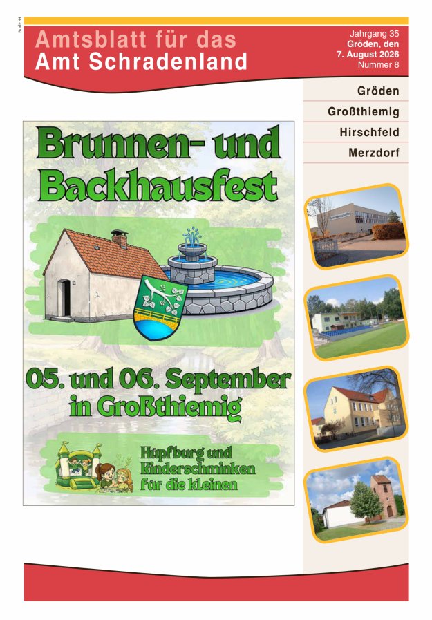 Amtsblatt für das Amt Schradenland Titelblatt 08/2026