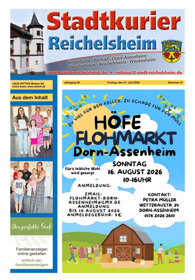 Stadtkurier Reichelsheim Titelblatt 31/2026