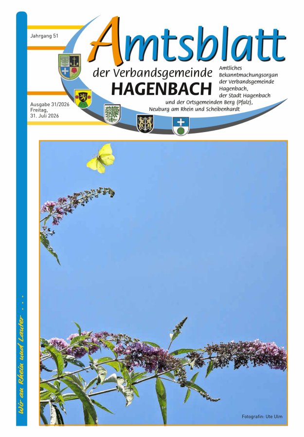 Amtsblatt der VG Hagenbach Titelblatt 31/2026