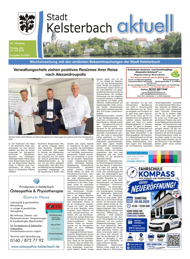 Kelsterbach aktuell Titelblatt 31/2026